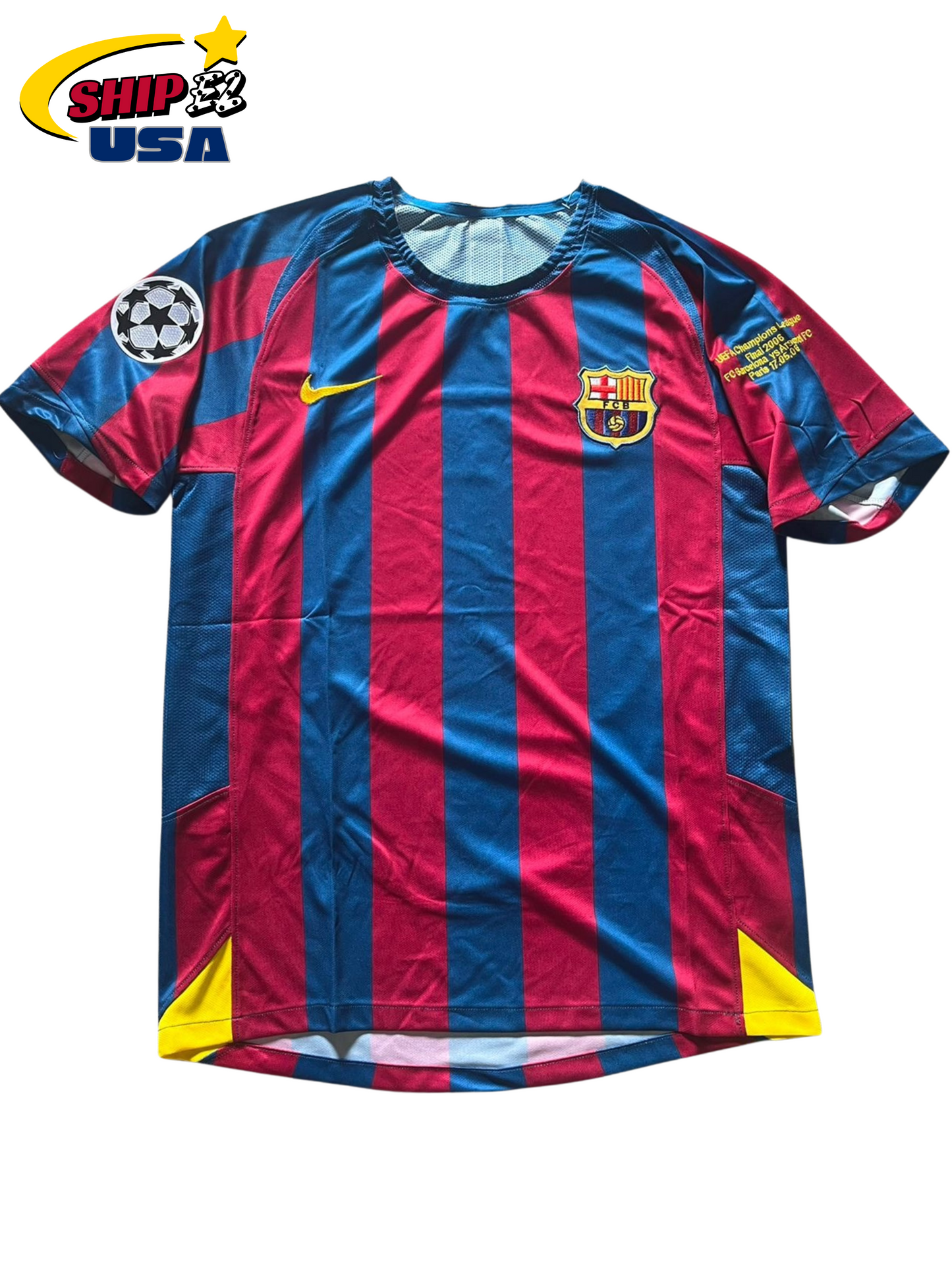 Vintage 2005/2006 FC Barcelona Ronaldinho #10 CL Final Retro Jersey