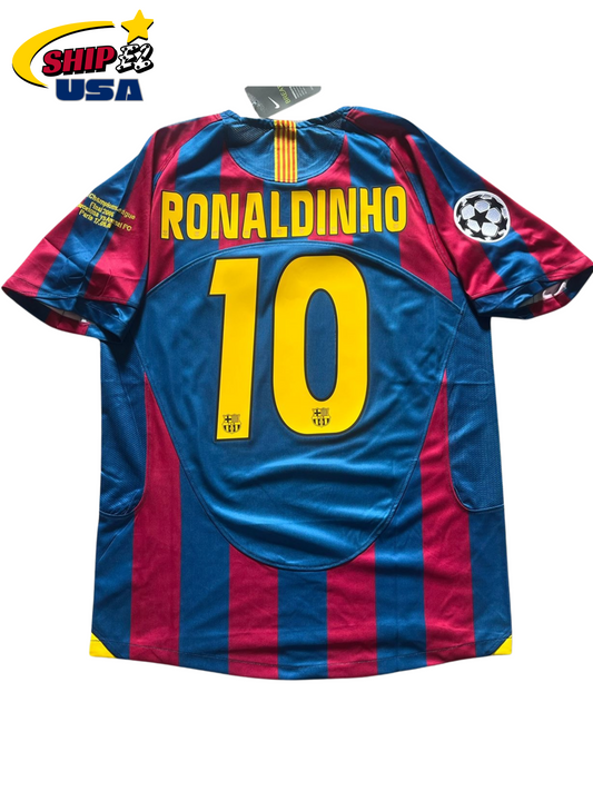 Vintage 2005/2006 FC Barcelona Ronaldinho #10 CL Final Retro Jersey